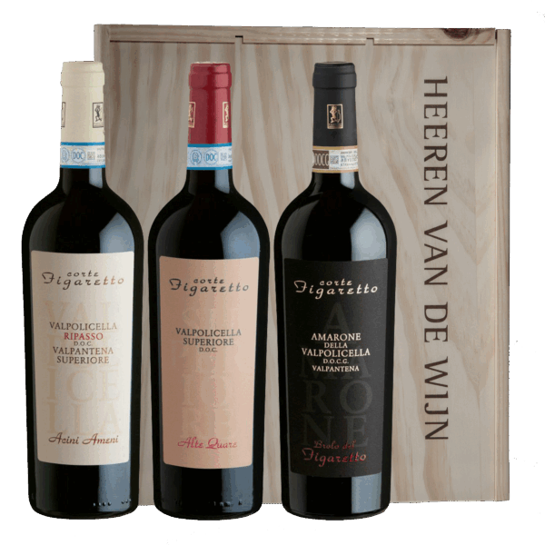 Corte figaretto Valpolicella Ripasso, Superiore en Amarone in luxe geschenkkist - Afbeelding 1